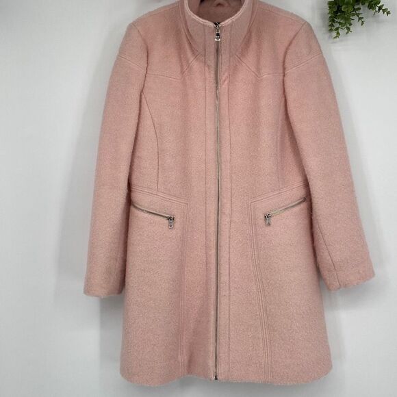 Jessica Simpson Tenth Anniversary Edition Wool Blend Zip Front Over Coat Pink XL - Picture 3 of 16